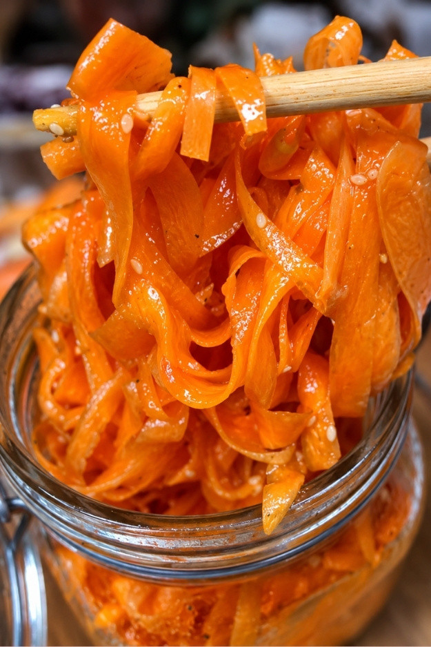Korean Carrot Salad in a mason jar