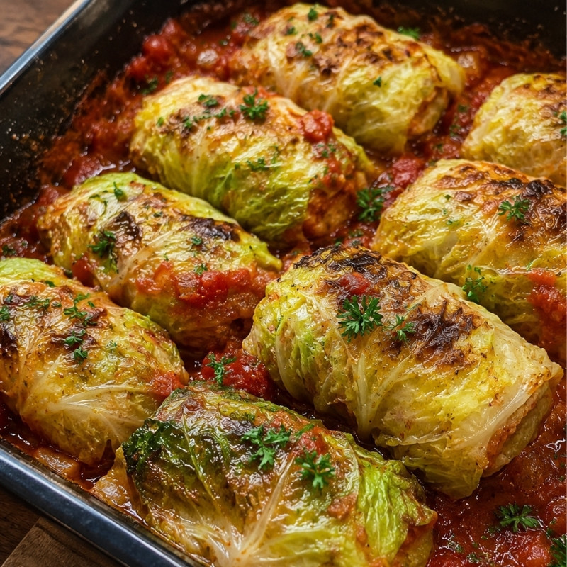 Savoy Cabbage Rolls with Lentils