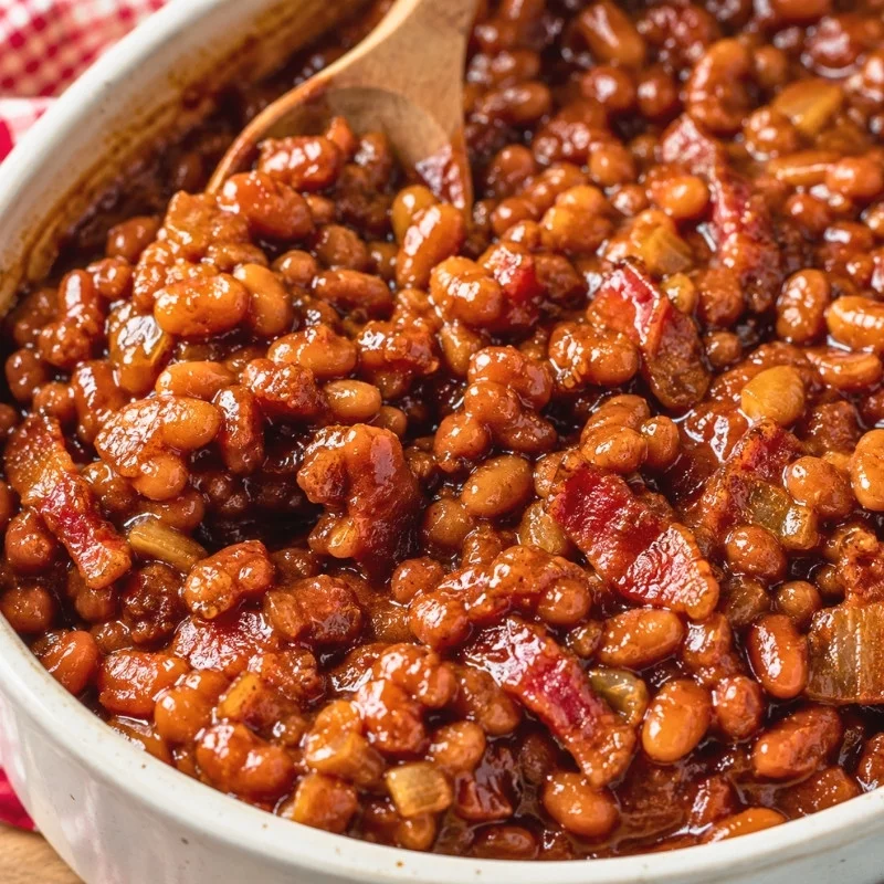 Baked Beans Recipe with Bacon and a Thick Sauce