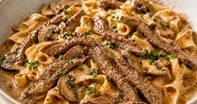 Beef Stroganoff with Mushrooms and Sour Cream