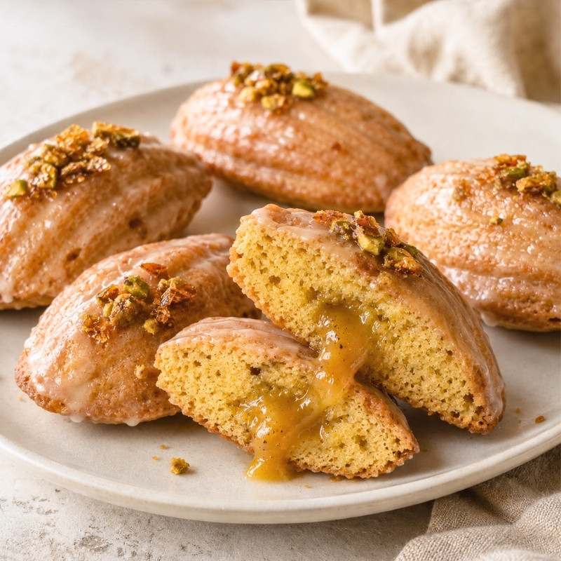 Brown Butter Orange Madeleines with Vanilla Caramel