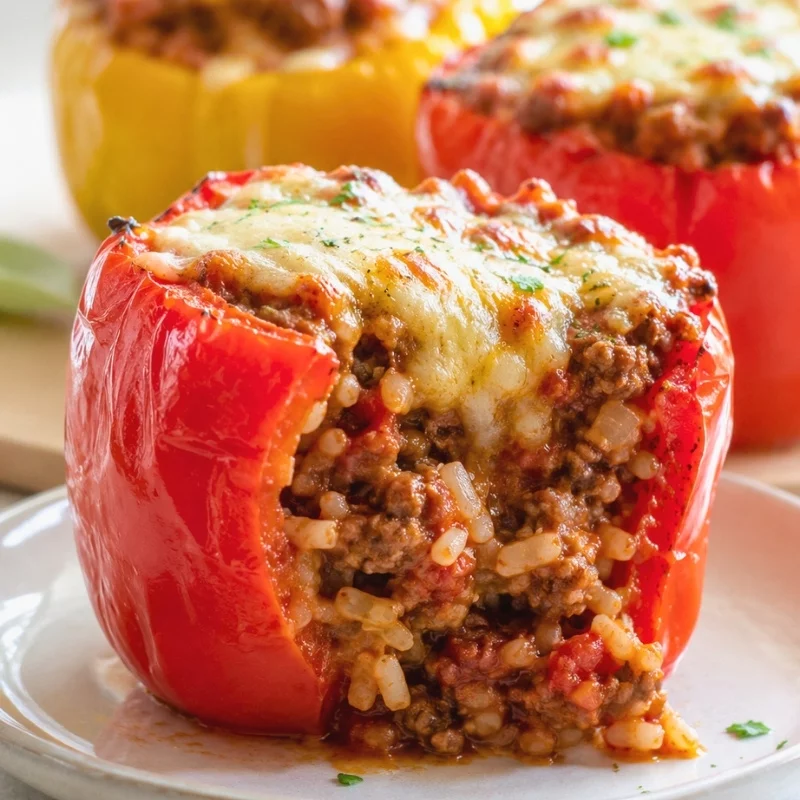 Classic Stuffed Peppers Recipe with Beef and Rice