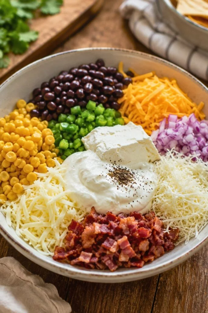 Creamy Cowboy Corn Dip with Bacon and Black Beans
