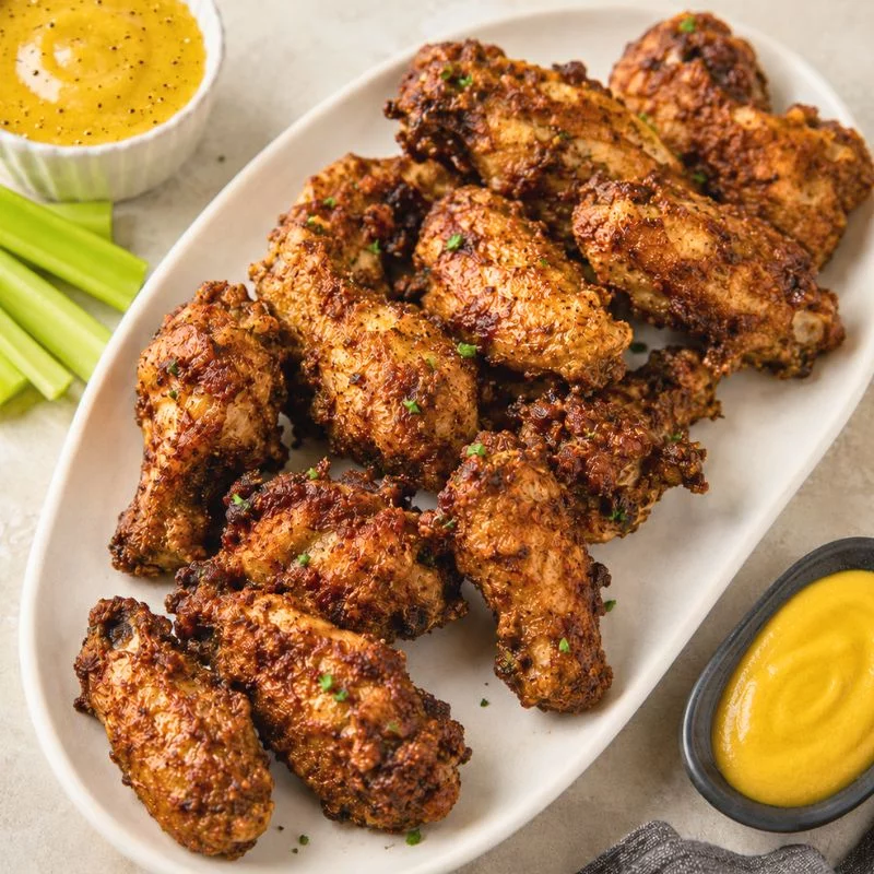 Crispy Honey Dijon Buffalo Chicken Wings