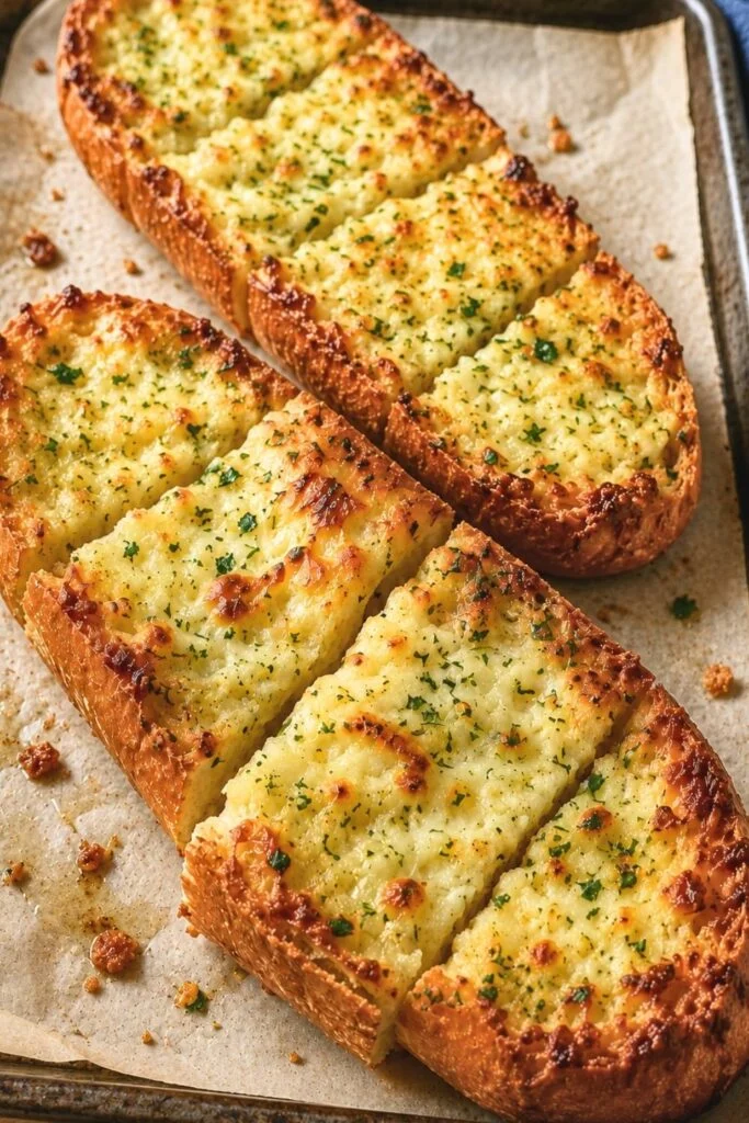 Golden Garlic Bread Recipe with Parmesan and Parsley