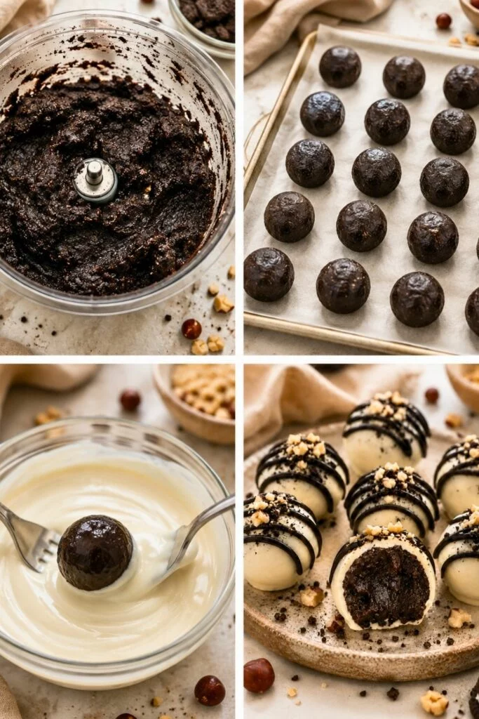 No-bake White Chocolate Oreo Truffles with Hazelnuts