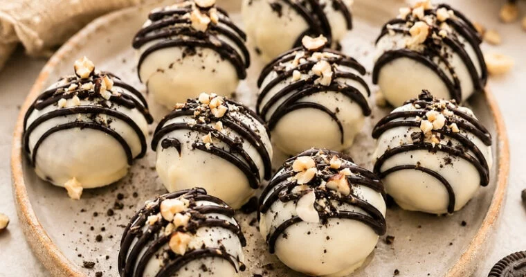 No-bake White Chocolate Oreo Truffles with Hazelnuts