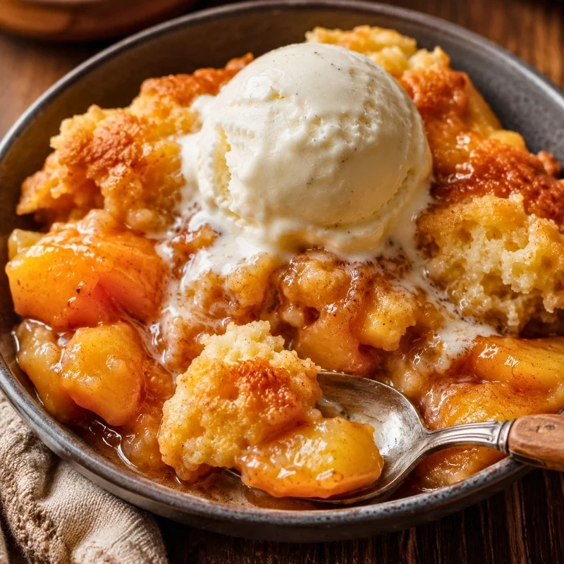 Peach Cobbler with a Buttery Cake Topping