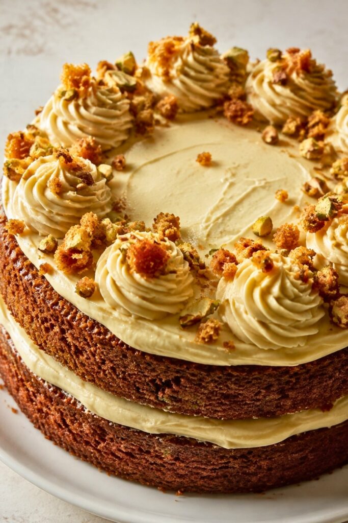 Pistachio Carrot Cake with Cream Cheese Frosting