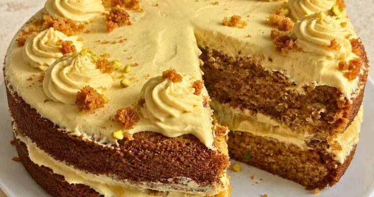 Pistachio Carrot Cake with Cream Cheese Frosting