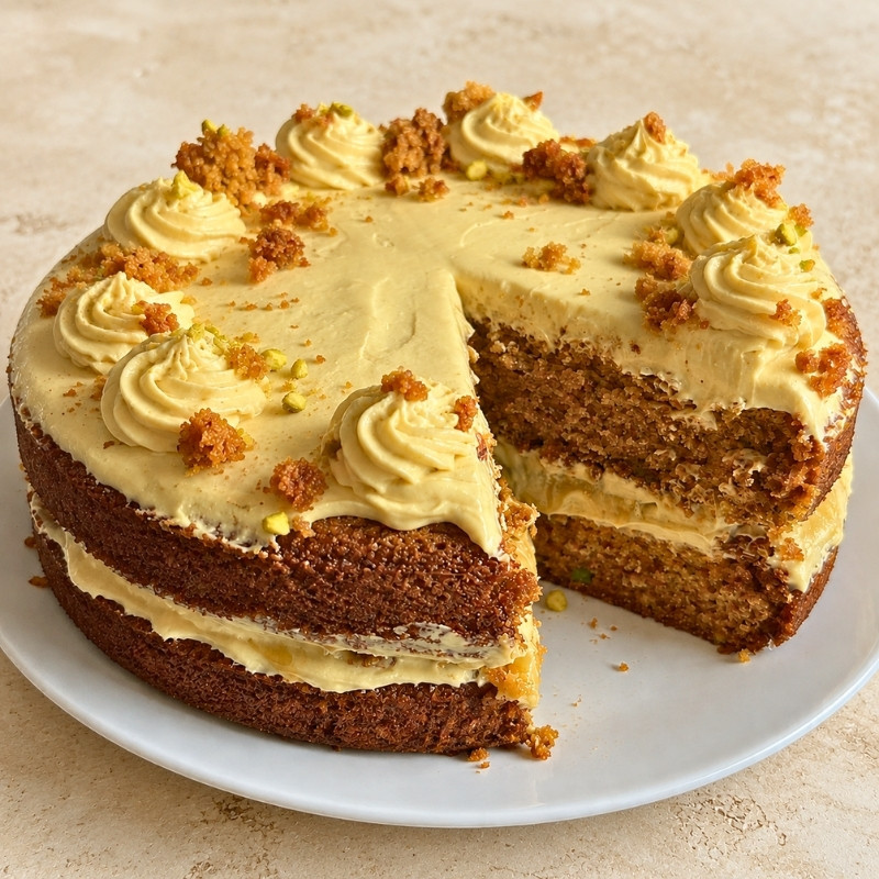 Pistachio Carrot Cake with Cream Cheese Frosting