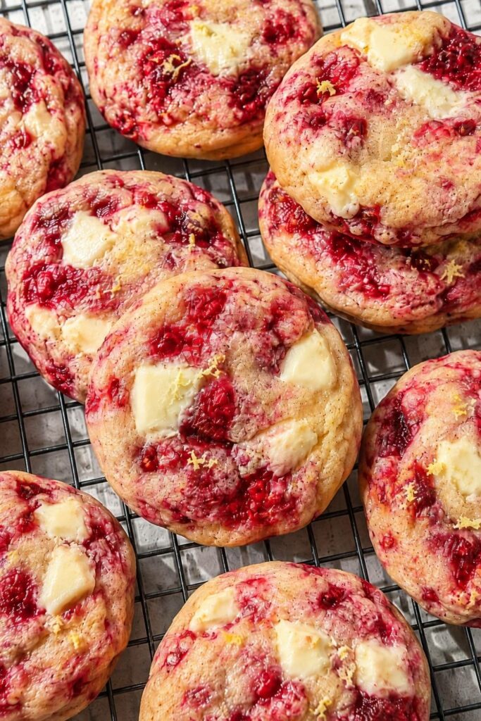 Raspberry Lemon White Chocolate Cookies
