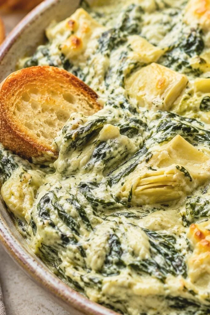 Spinach Artichoke Dip Recipe with Melted Parmesan