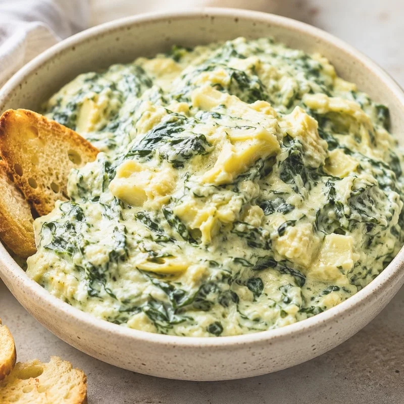 Warm Spinach Artichoke Dip Recipe with Melted Parmesan