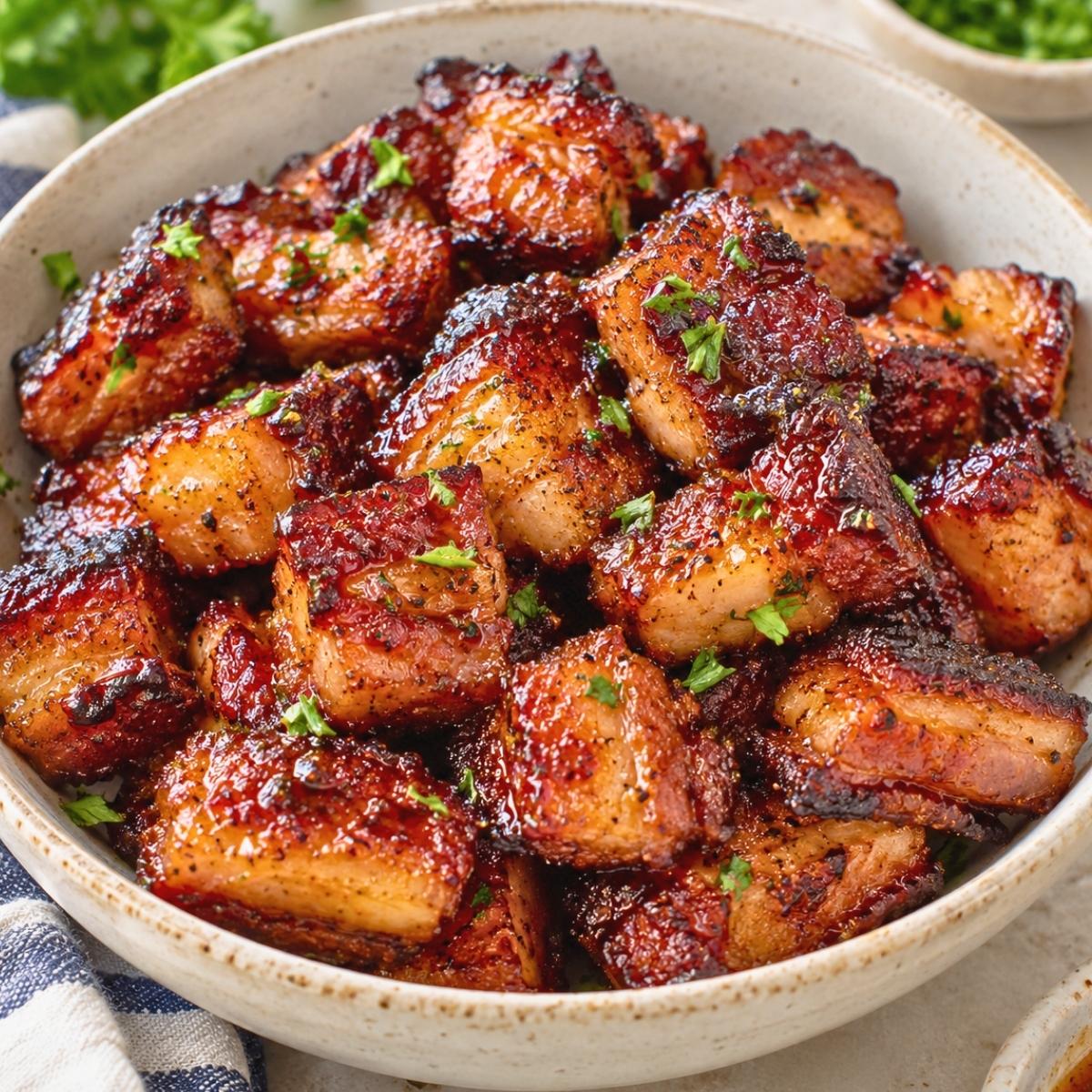 Air Fryer Pork Belly Bites with Brown Sugar