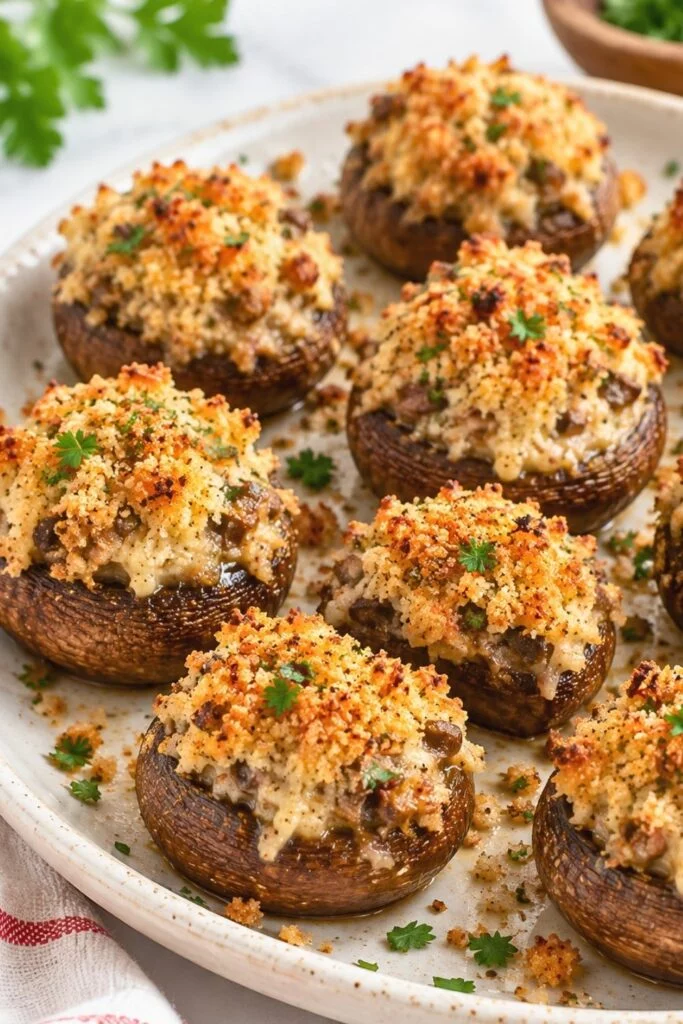 Baked Stuffed Mushrooms Recipe (No Soggy Bottoms)