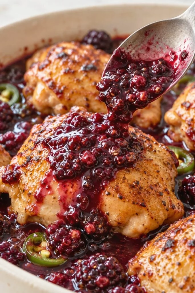 Blackberry Chicken Thighs with Sweet and Spicy Sauce