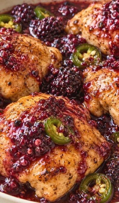 Blackberry Chicken Thighs with Sweet and Spicy Sauce