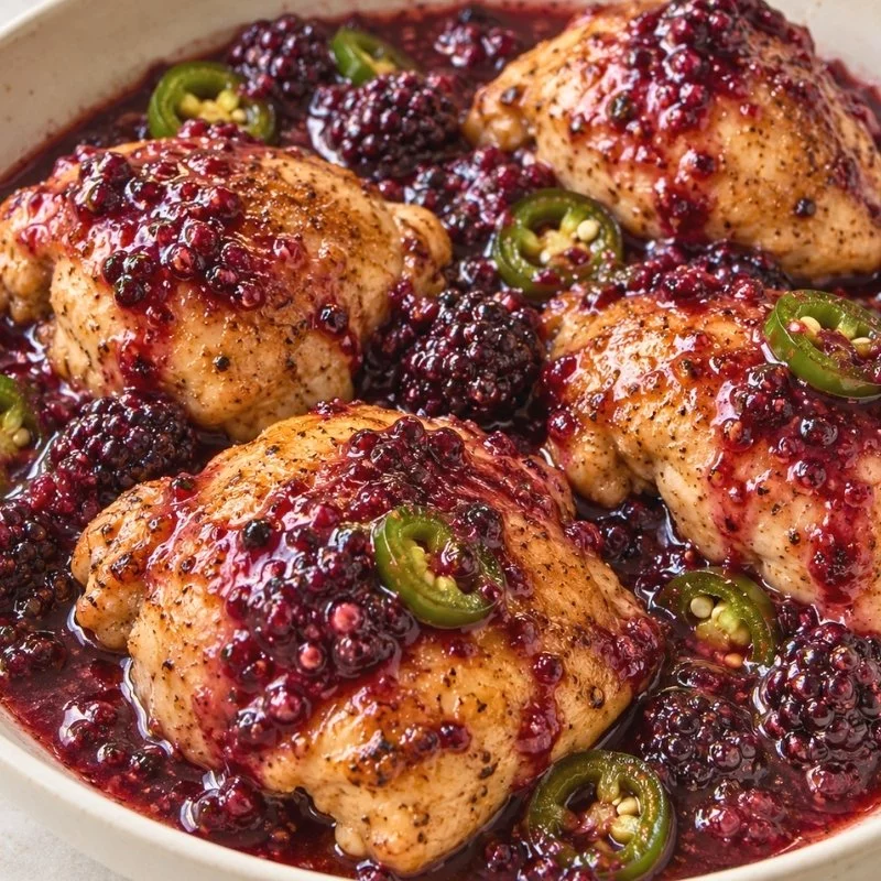 Blackberry Chicken Thighs with Sweet and Spicy Sauce