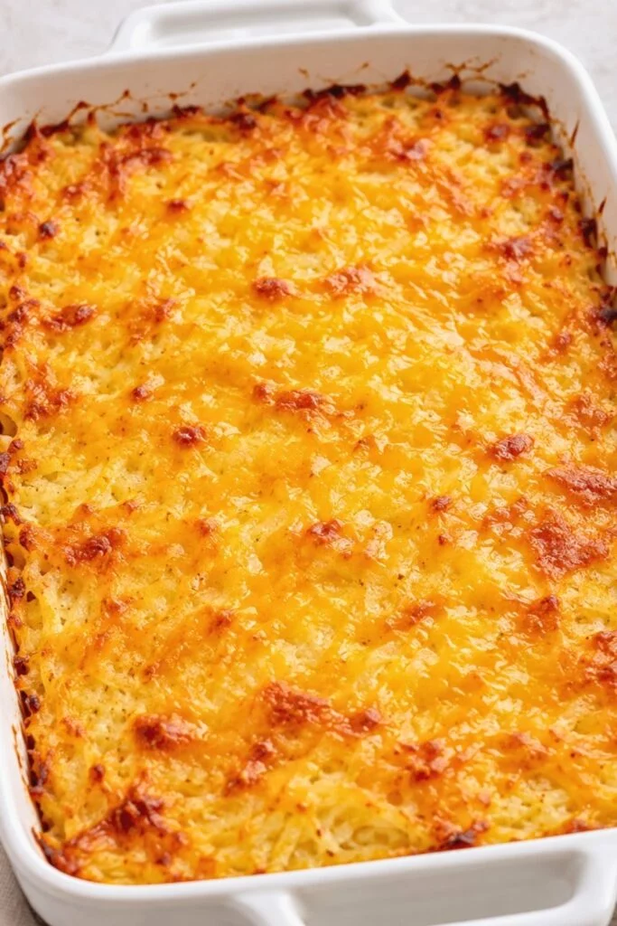 Cheesy Hash Brown Casserole with a Creamy Center