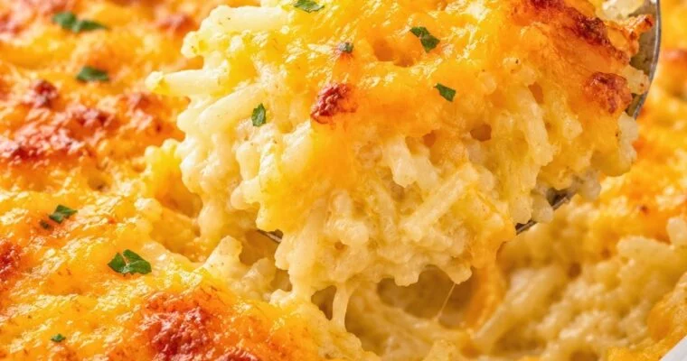 Cheesy Hash Brown Casserole with a Creamy Center