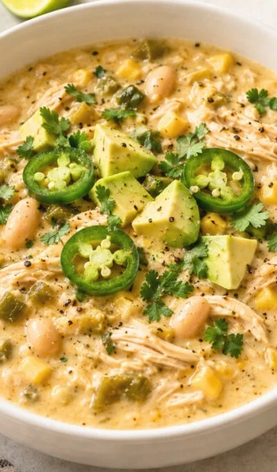Creamy White Chicken Chili Recipe (Stovetop)