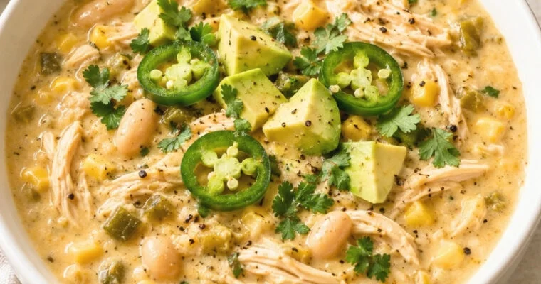 Creamy White Chicken Chili Recipe (Stovetop)