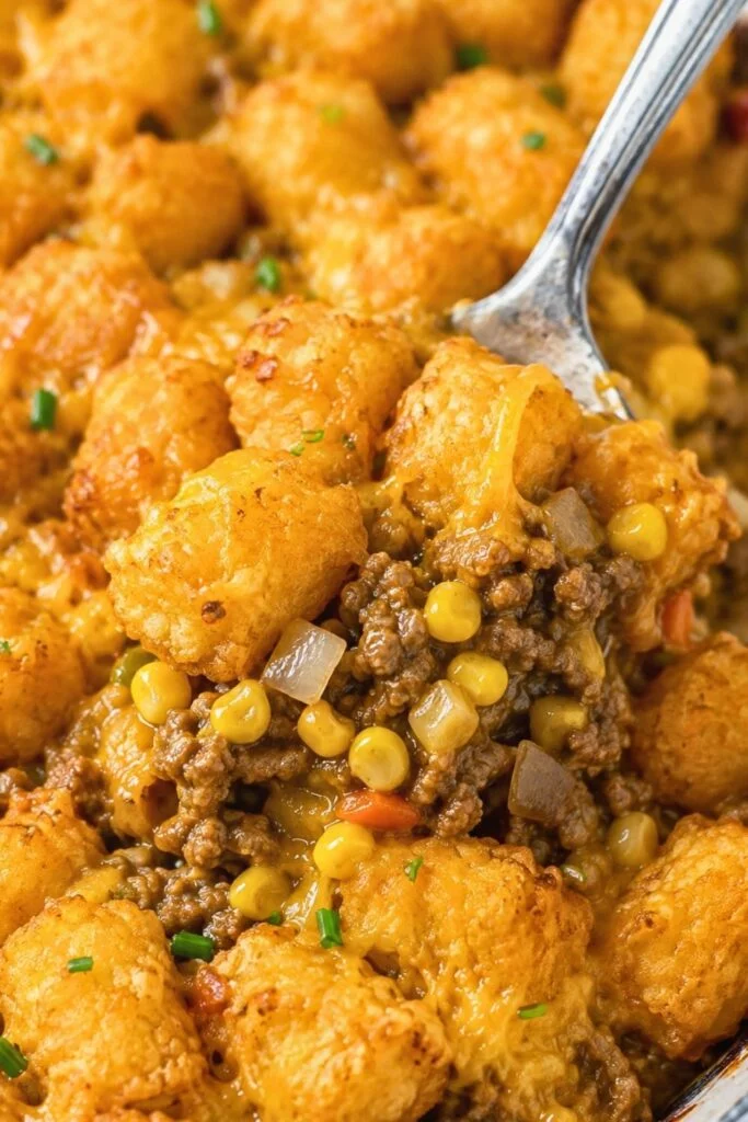 Uncovered Tater Tot Casserole