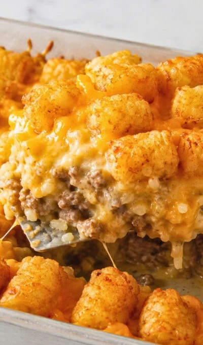 Uncovered Tater Tot Casserole