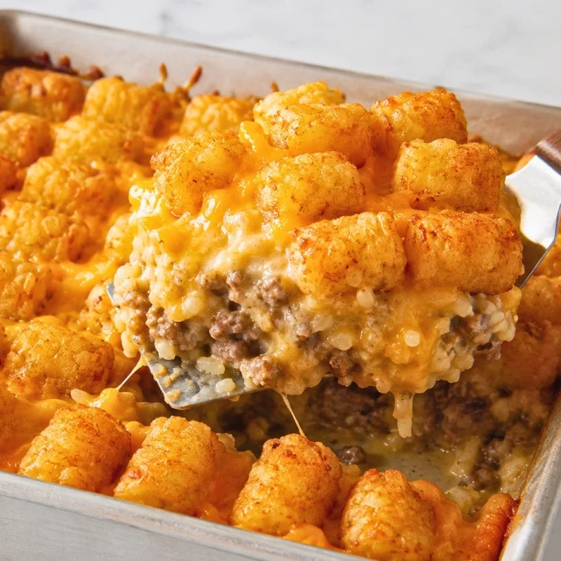 Uncovered Tater Tot Casserole