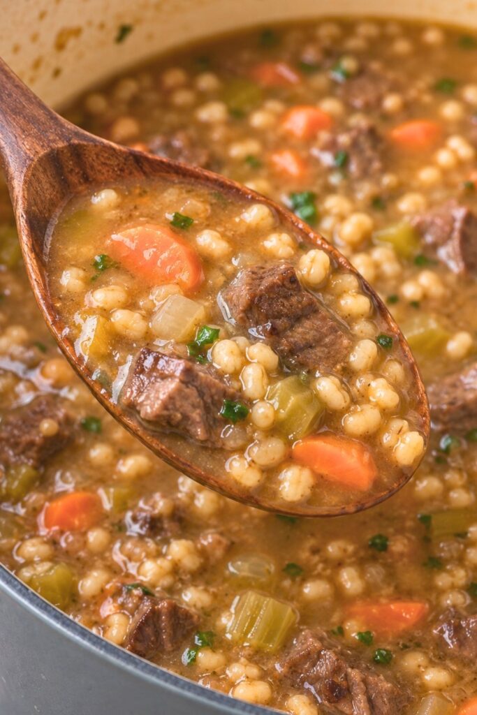 Beef and Barley Soup with Tender Chuck Roast