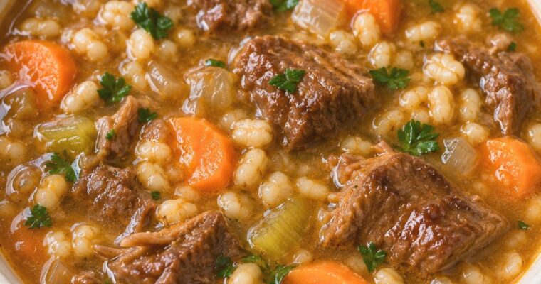 Beef and Barley Soup with Tender Chuck Roast