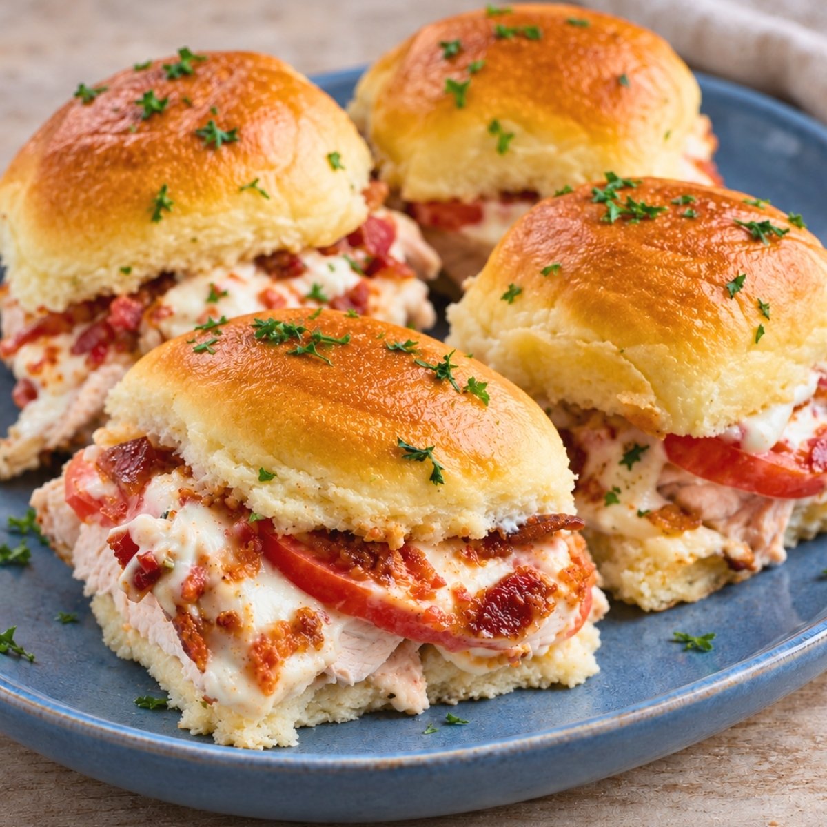 Kentucky Hot Brown Sliders with Cheddar Parmesan Sauce