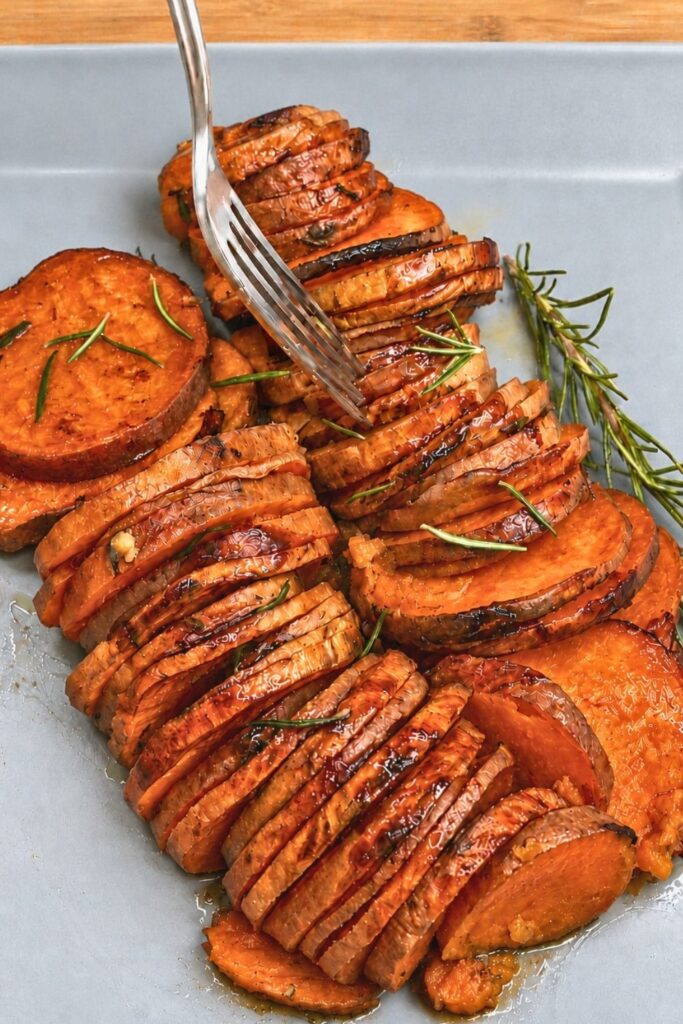 Spiral Sweet Potato Bake With Garlic Butter and Rosemary