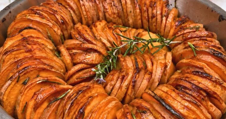 Spiral Sweet Potato Bake With Garlic Butter and Rosemary