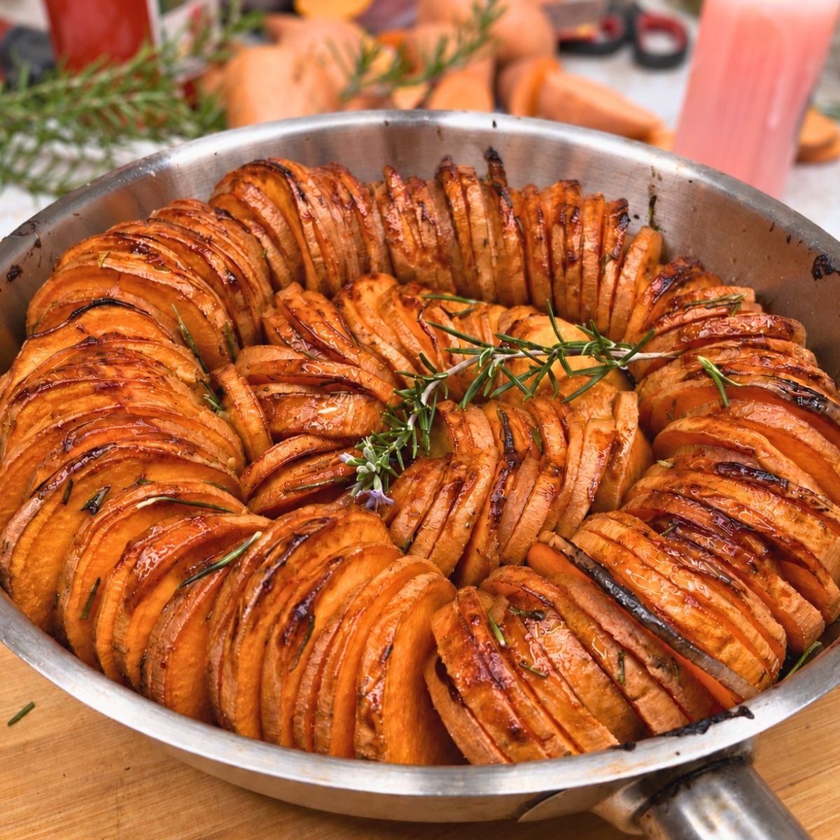 Spiral Sweet Potato Bake With Garlic Butter and Rosemary